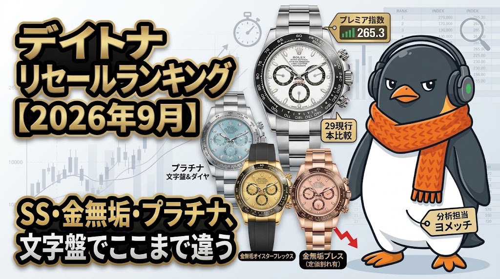 デイトナ リセールランキング【2026年9月】SS・金無垢・プラチナ、文字盤でここまで違う