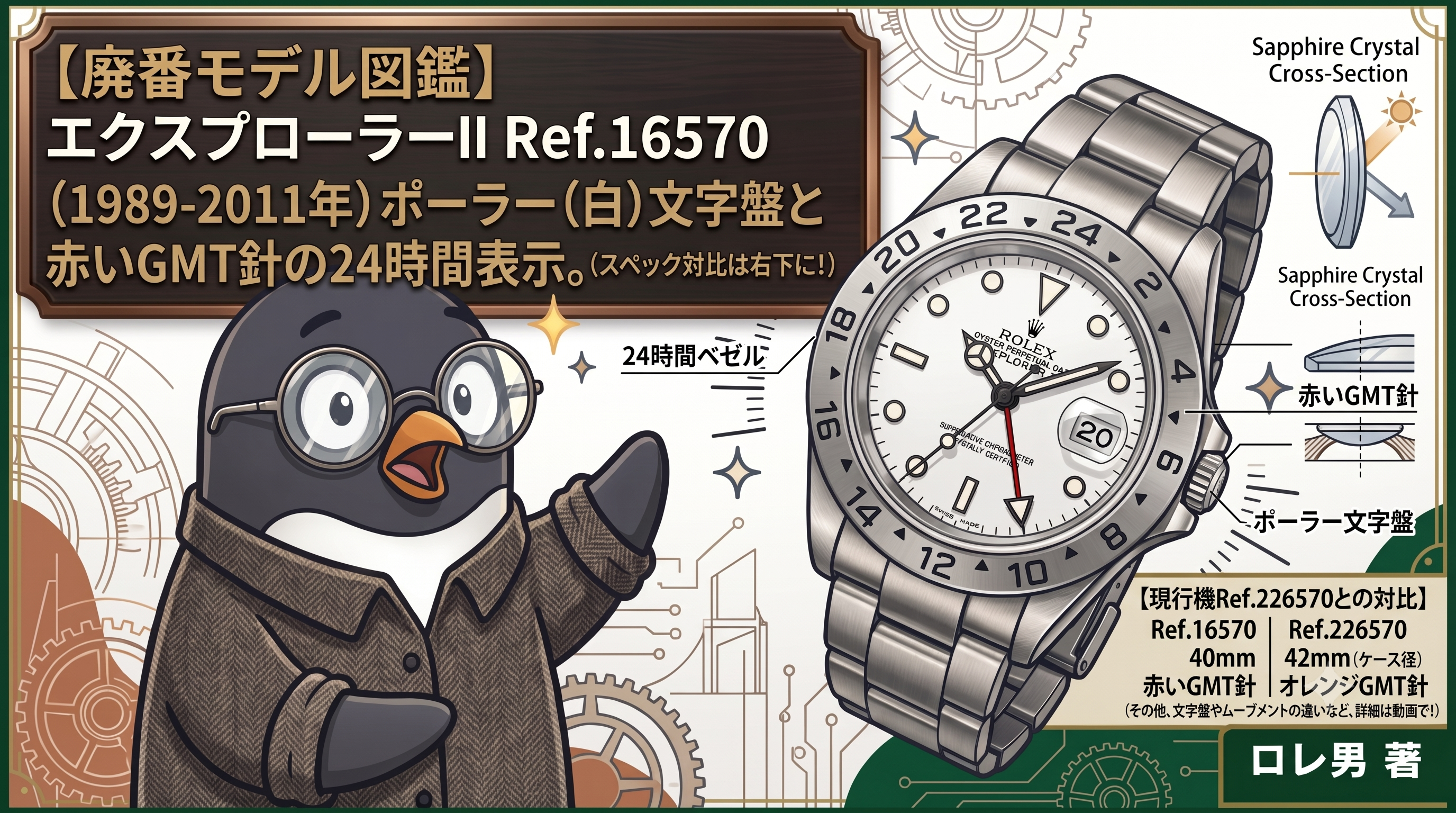 【廃番モデル図鑑】エクスプローラーII Ref.16570——"ポーラー"文字盤と赤い24時間針、現行モデルとの違い