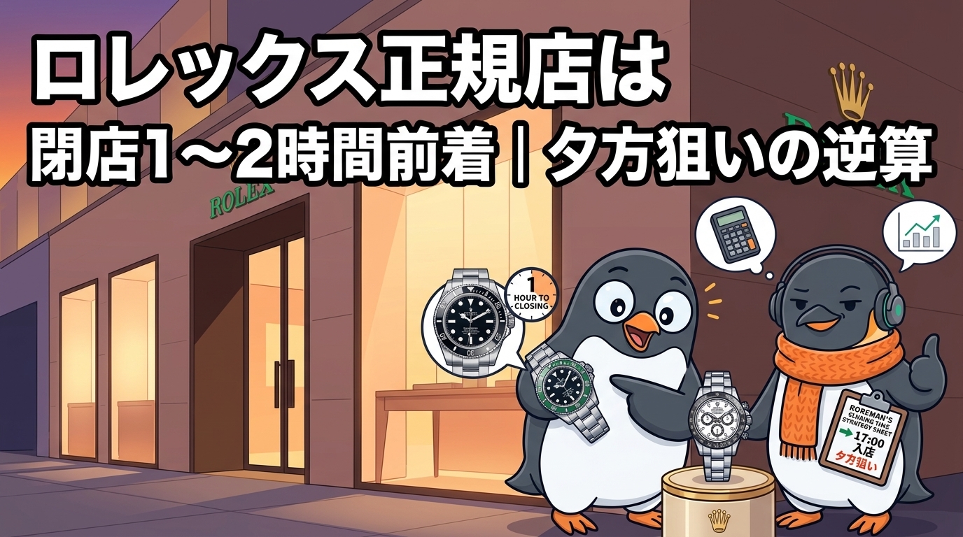 ロレックス正規店は閉店1〜2時間前着|夕方狙いの逆算
